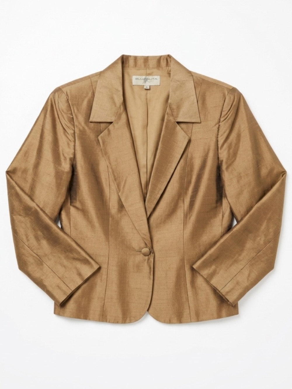 Italian Designer Bronze Silk Blend Tailored Blazer - Quiet Luxury Workwear
